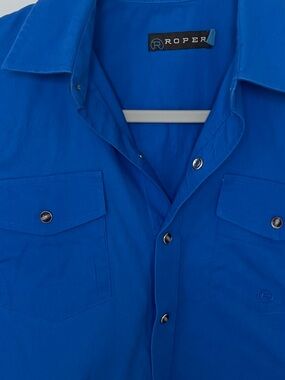 Roper Boys Royal Blue Long-Sleeve Pearl Snap Western Shirt